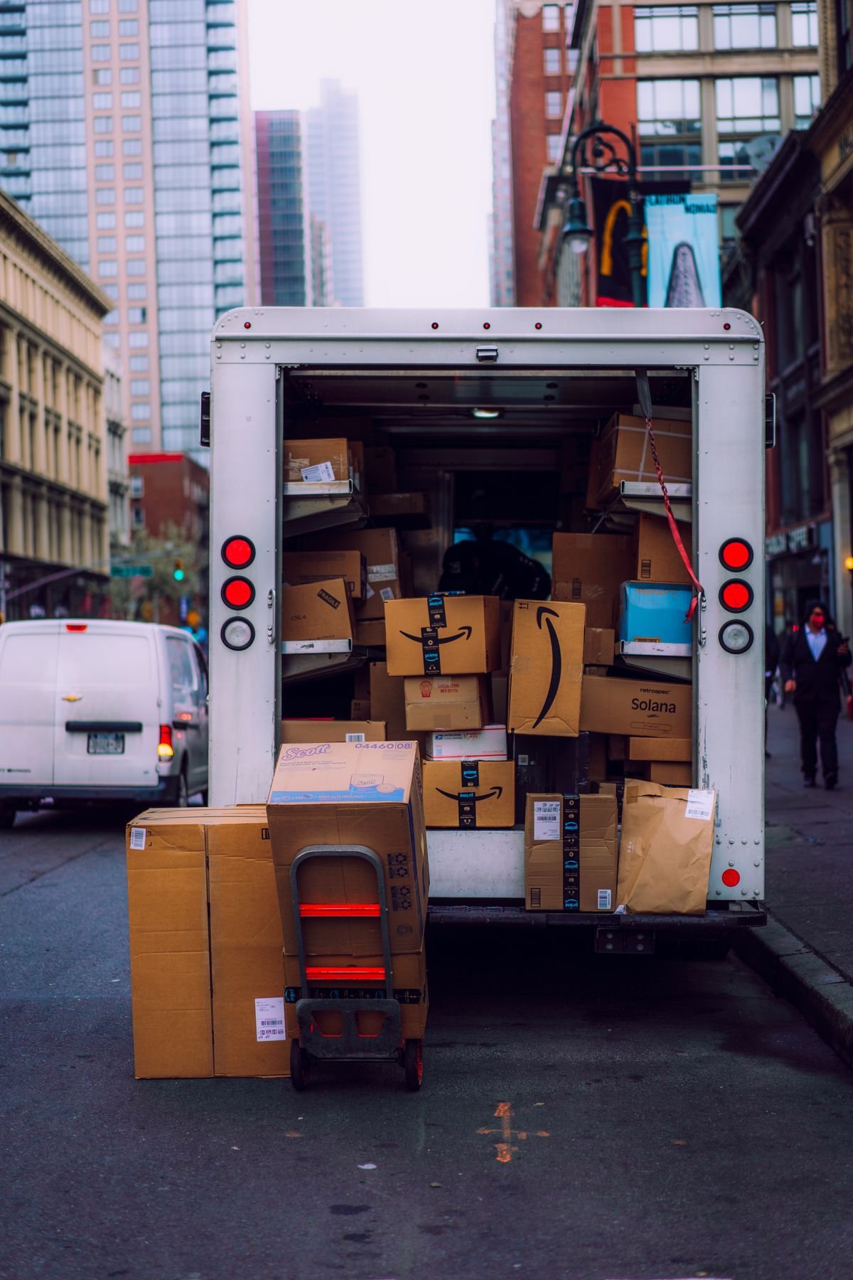 Delivery truck loaded with boxes of inventory for an Amazon FBA shipment
